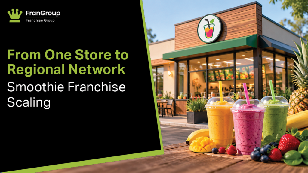 Smoothie franchise scaling regional network growth.